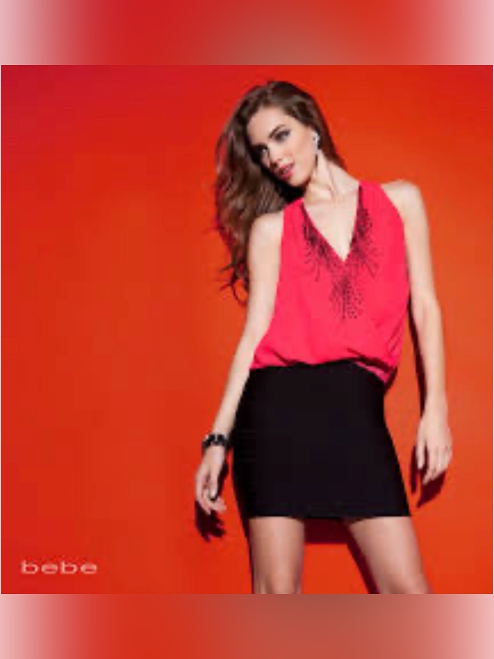 bebe Y2K Top with Neck Embellishment